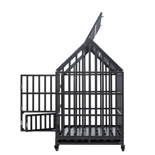Heavy Duty Dog Kennel Pet Cage With Roof And Windows