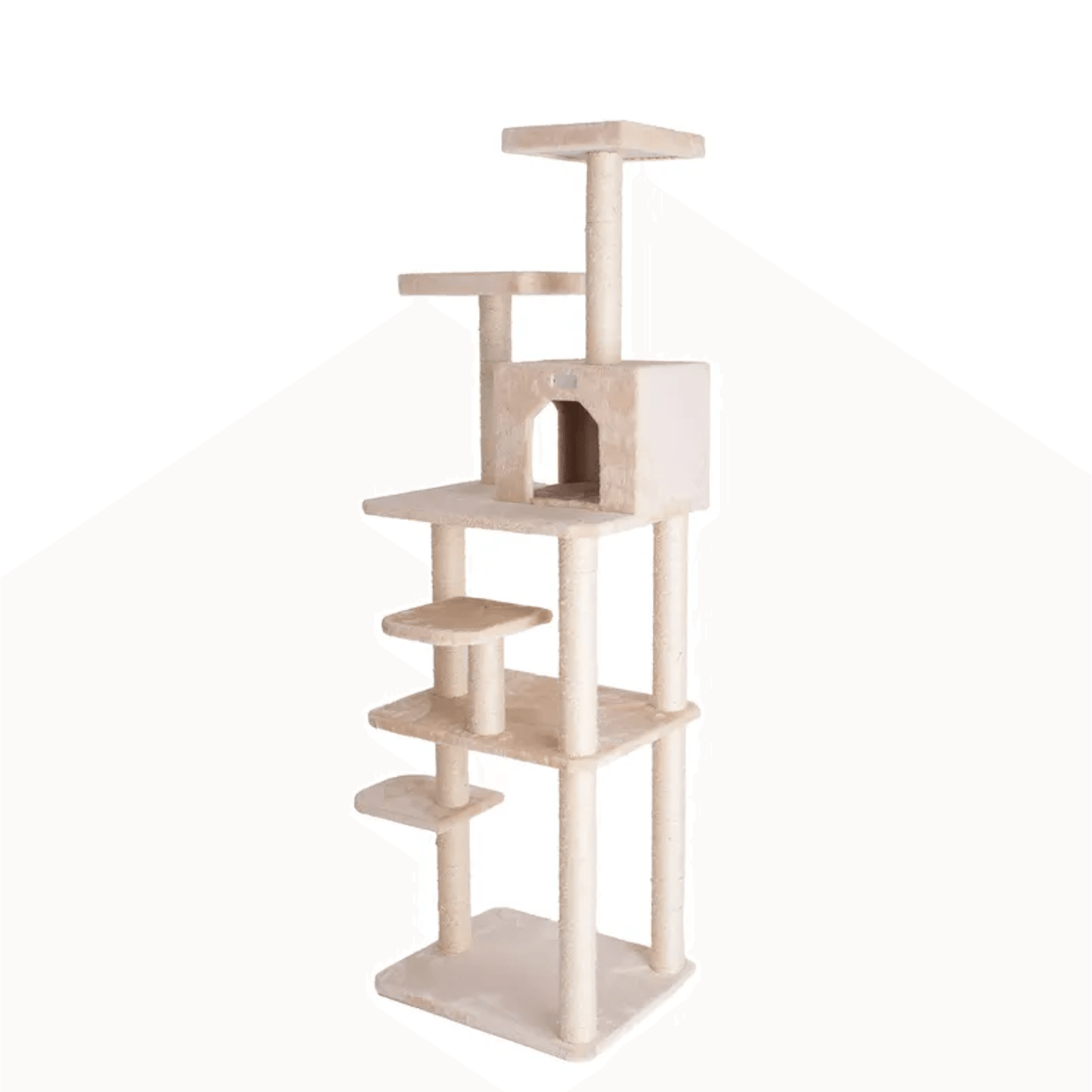GleePet 74-Inch Beige Multi-Level Cat Tree with Perches and Condo