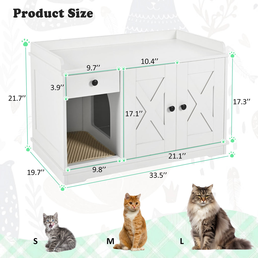 Cat Litter Box Enclosure, Litter Box Furniture Hidden with Cat Litter